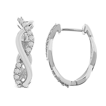 LADIES EARRINGS 0.50CT ROUND DIAMOND 10K WHITE GOLD