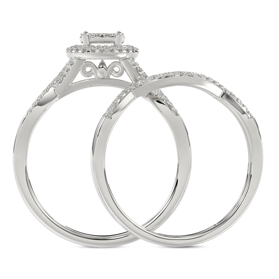 LADIES BRIDAL SET 0.25CT ROUND DIAMOND 10K WHITE GOLD