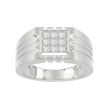 Sterling Silver Diamond Ring For Men 0.35Ct Round Cut Square Cluster Mens Ring Fine Jewelry Gift For Him