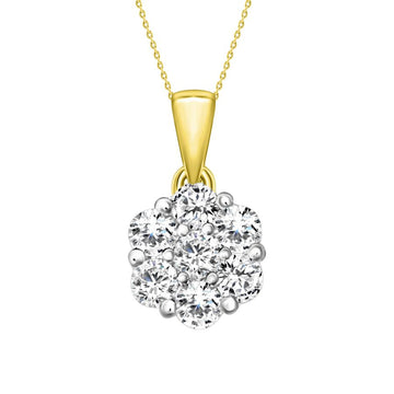 LADIES PENDANT WITH CHAIN 0.33CT ROUND DIAMOND 14K YELLOW GOLD