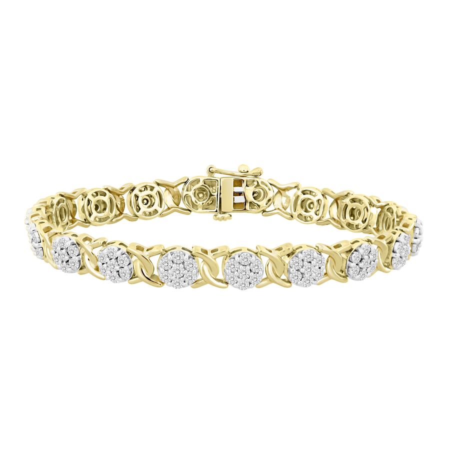 LADIES BRACELET 1.00CT ROUND DIAMOND 10K YELLOW GOLD