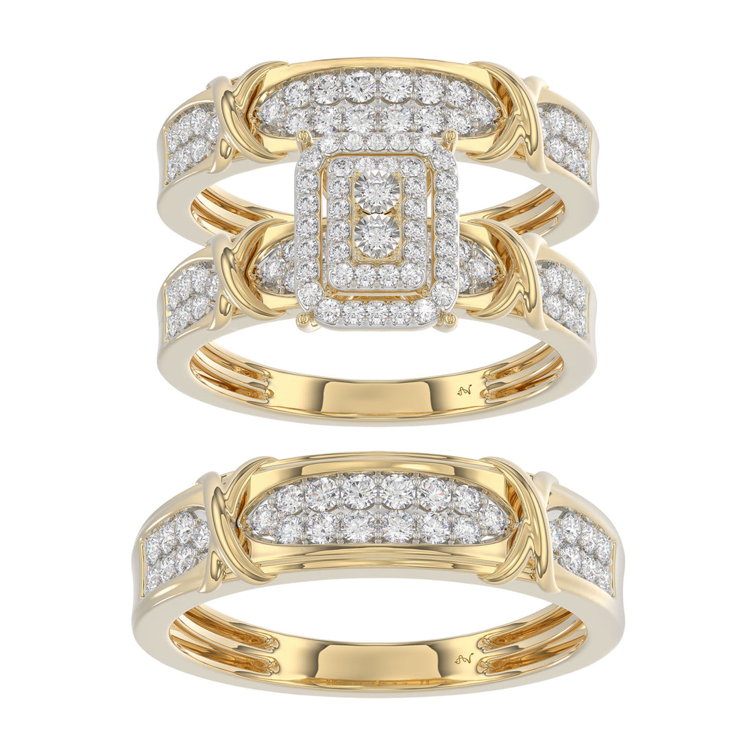 LADIES TRIOS 1.00CT ROUND DIAMOND 10K YELLOW GOLD