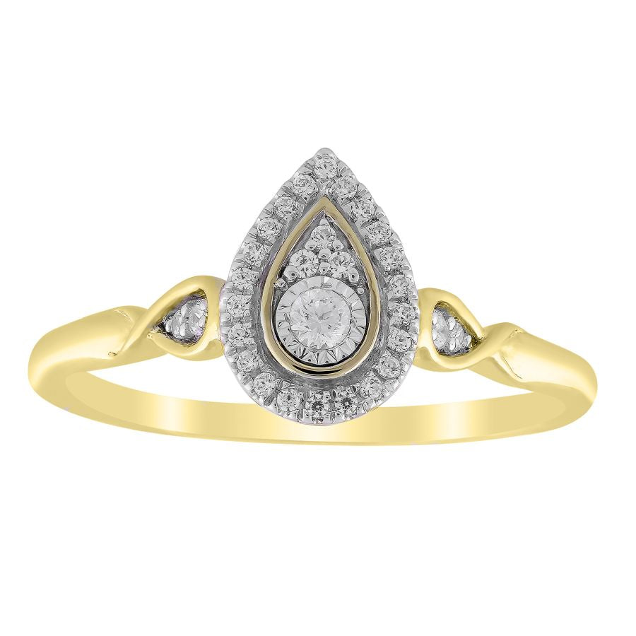 LADIES RING 0.15CT ROUND DIAMOND 10K YELLOW GOLD
