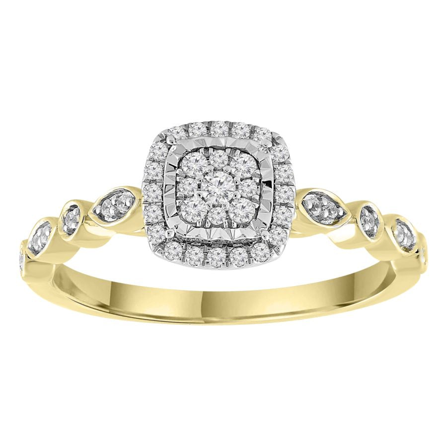 LADIES RING 0.20CT ROUND DIAMOND 10K YELLOW GOLD