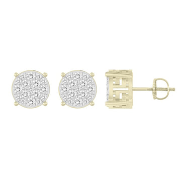 LADIES STUD EARRINGS 0.25CT ROUND DIAMOND 10K YELLOW GOLD
