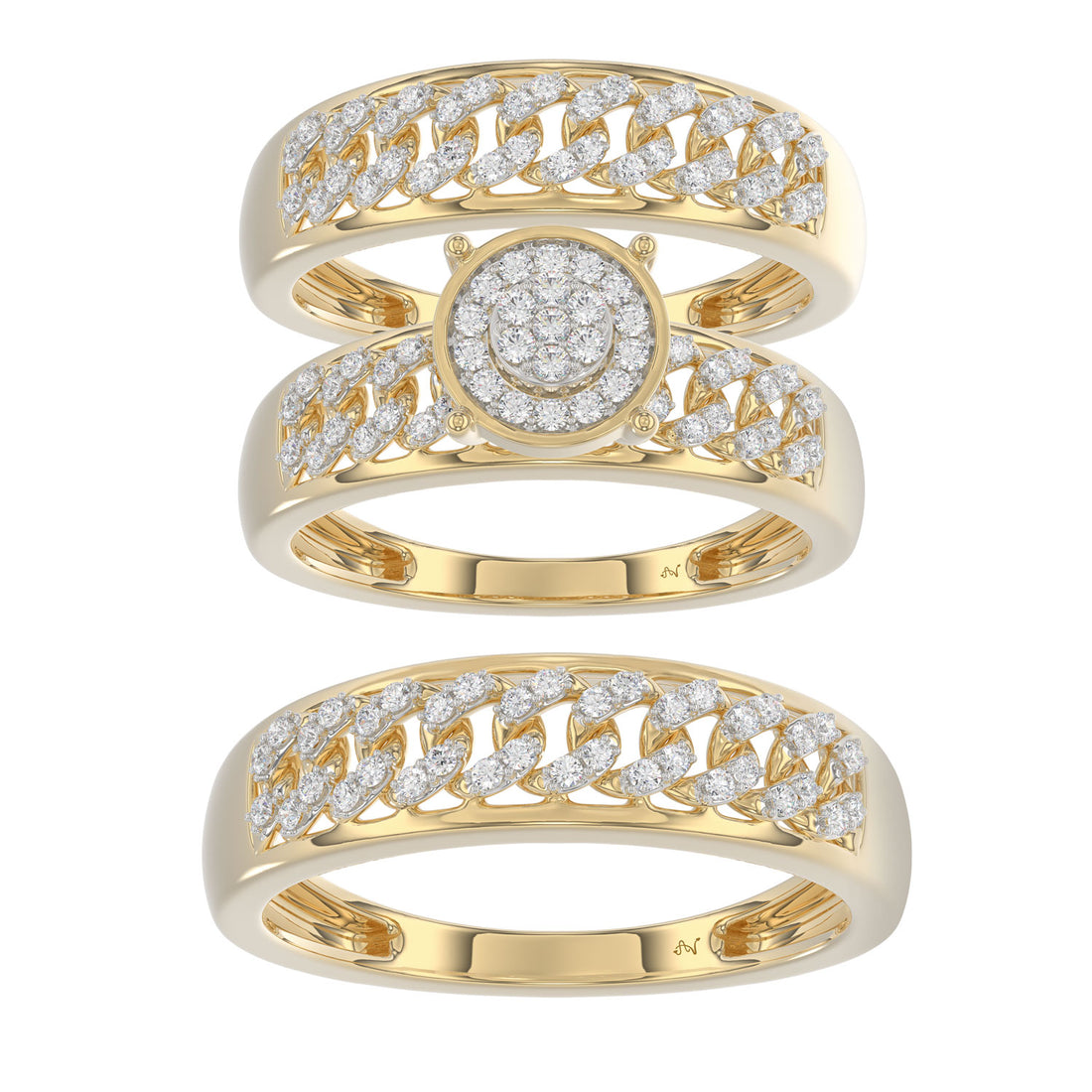 LADIES TRIO SET 0.50CT ROUND DIAMOND 10K YELLOW GOLD