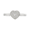 Ladies 0.10Ct Round Diamond Sterling Silver Ladies Ring White Heart Shape Cluster Halo Engagement Promise Ring For Her