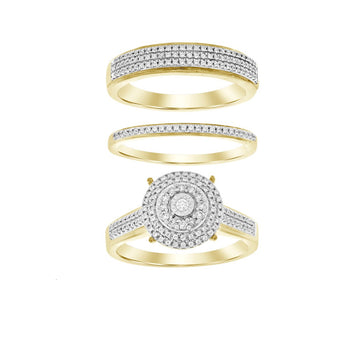 LADIES TRIO SET 0.50CT ROUND DIAMOND 10K YELLOW GOLD