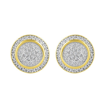 MEN'S STUD EARRINGS 0.25CT ROUND DIAMOND 10K YELLOW GOLD