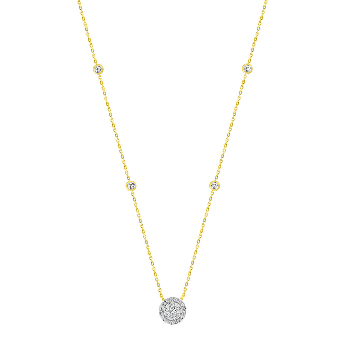LADIES NECKLACES 0.33CT ROUND DIAMOND 14K YELLOW GOLD