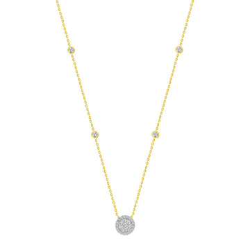 LADIES NECKLACES 0.33CT ROUND DIAMOND 14K YELLOW GOLD