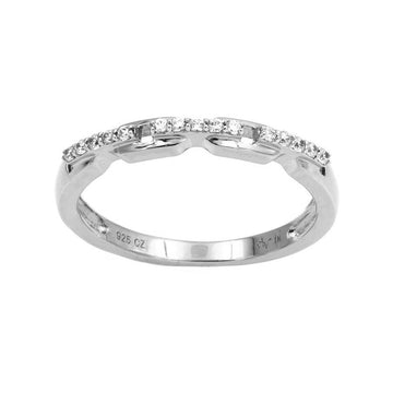 LADIES BAND 0.10CT ROUND DIAMOND 10K WHITE GOLD