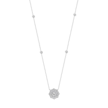LADIES NECKLACE 1.00CT ROUND DIAMOND 14K WHITE GOLD (SI QUALITY)