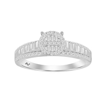 LADIES RING 0.25CT ROUND DIAMOND 10K WHITE GOLD