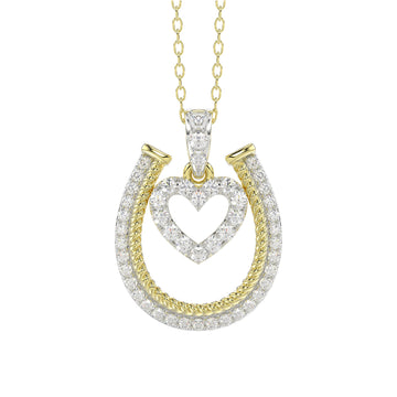 LADIES PENDANT WITH CHAIN 0.25CT ROUND DIAMOND 14K YELLOW GOLD