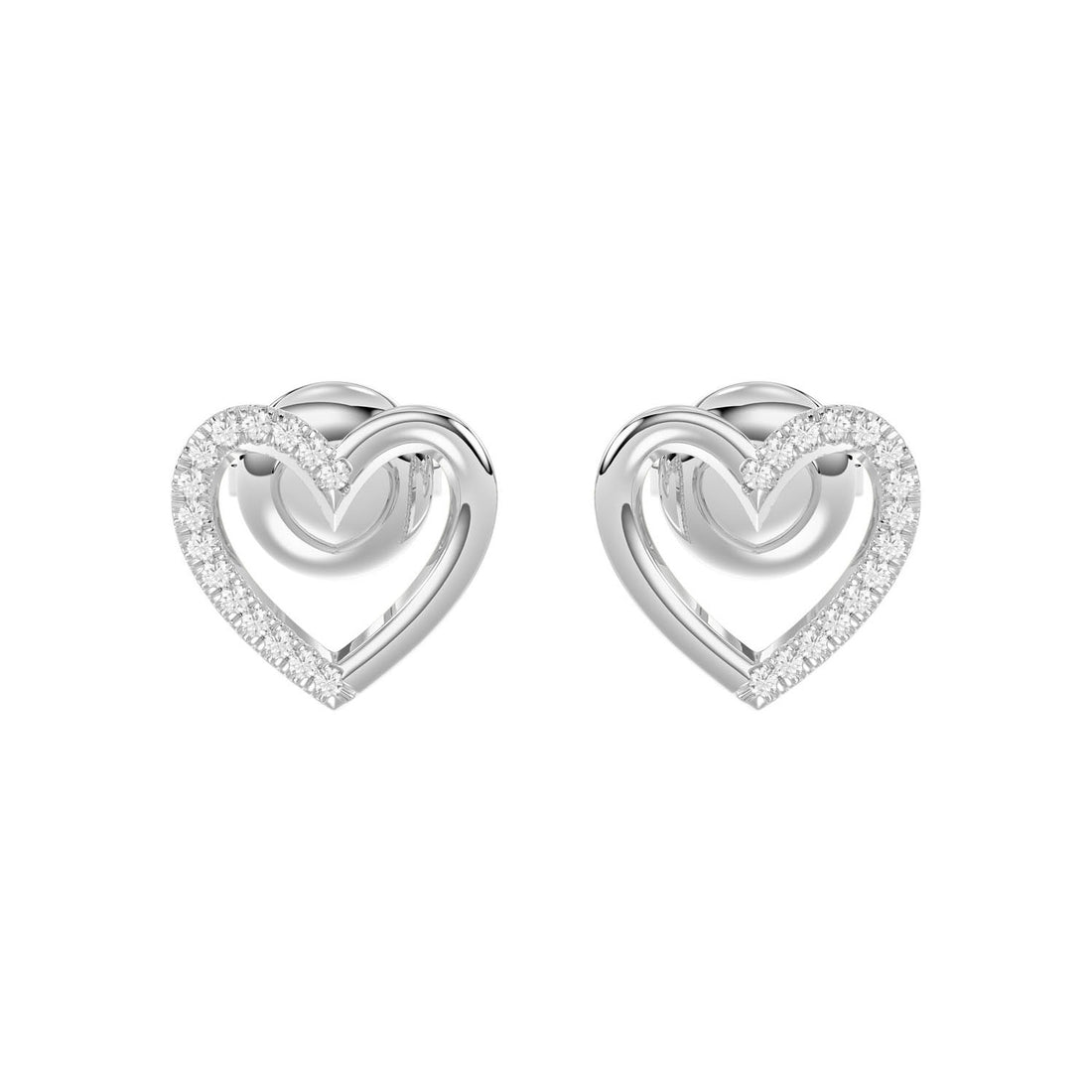 LADIES EARRINGS 0.10CT ROUND DIAMOND 14K WHITE GOLD