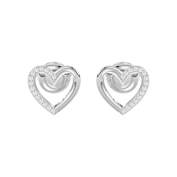 LADIES EARRINGS 0.10CT ROUND DIAMOND 14K WHITE GOLD