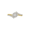 Elegant 10K Yellow Gold 0.20CT Round & Baguette Diamond Halo Ring For Women