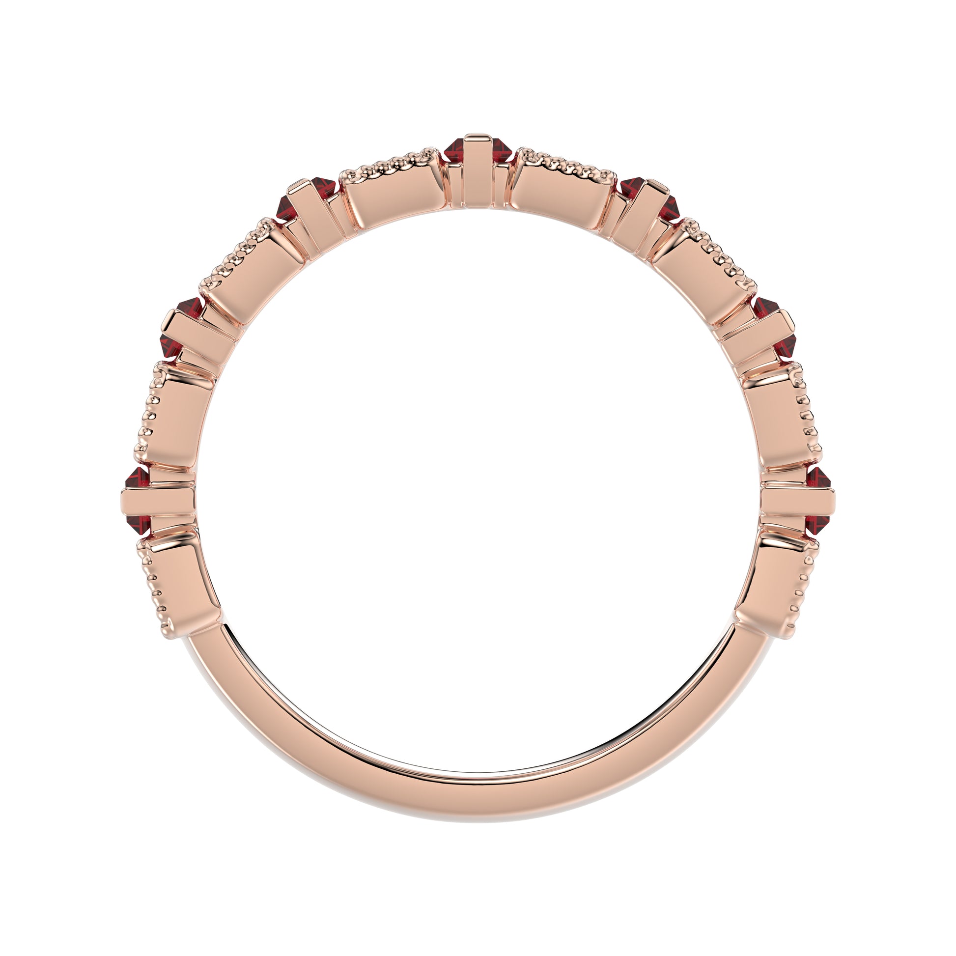 LADIES BAND 1.30CT ROUND/BAGUETTE RUBY DIAMOND 14K ROSE GOLD