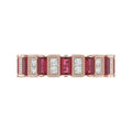 LADIES BAND 1.30CT ROUND/BAGUETTE RUBY DIAMOND 14K ROSE GOLD