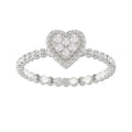 Ladies 0.10Ct Round Diamond Halo Heart Ring Sterling Silver Stylish Women’S Engagement & Promise Ring