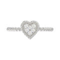 Ladies 0.10Ct Round Diamond Halo Heart Ring Sterling Silver Stylish Women’S Engagement & Promise Ring