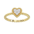 Ladies Halo Ring 0.10Ct Heart Shape Round Diamond 10K Yellow Gold