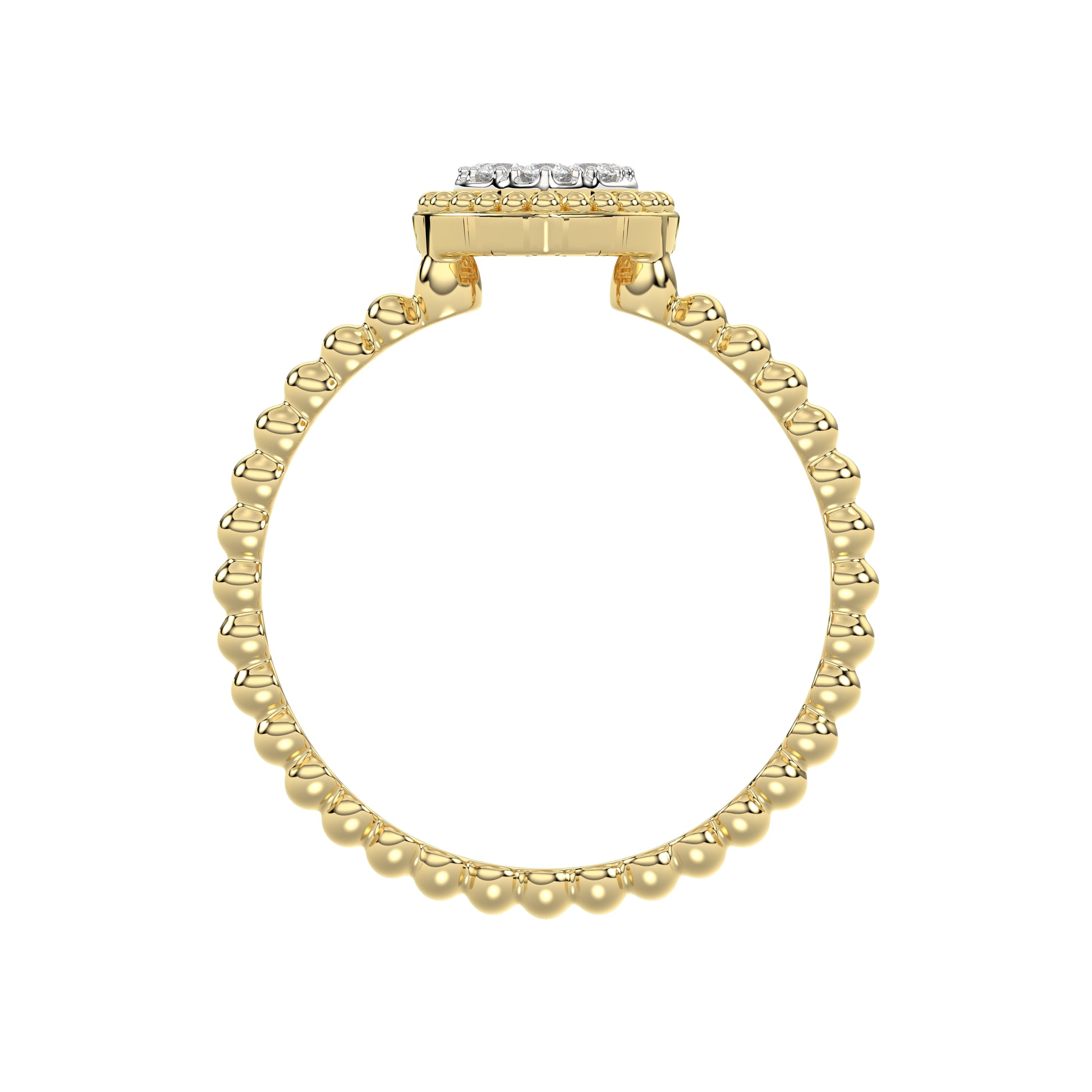Ladies Halo Ring 0.10Ct Heart Shape Round Diamond 10K Yellow Gold