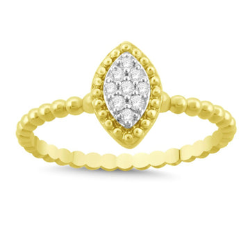 Elegant 10K Yellow Gold 0.10CT Round Diamond Halo Ring For Women