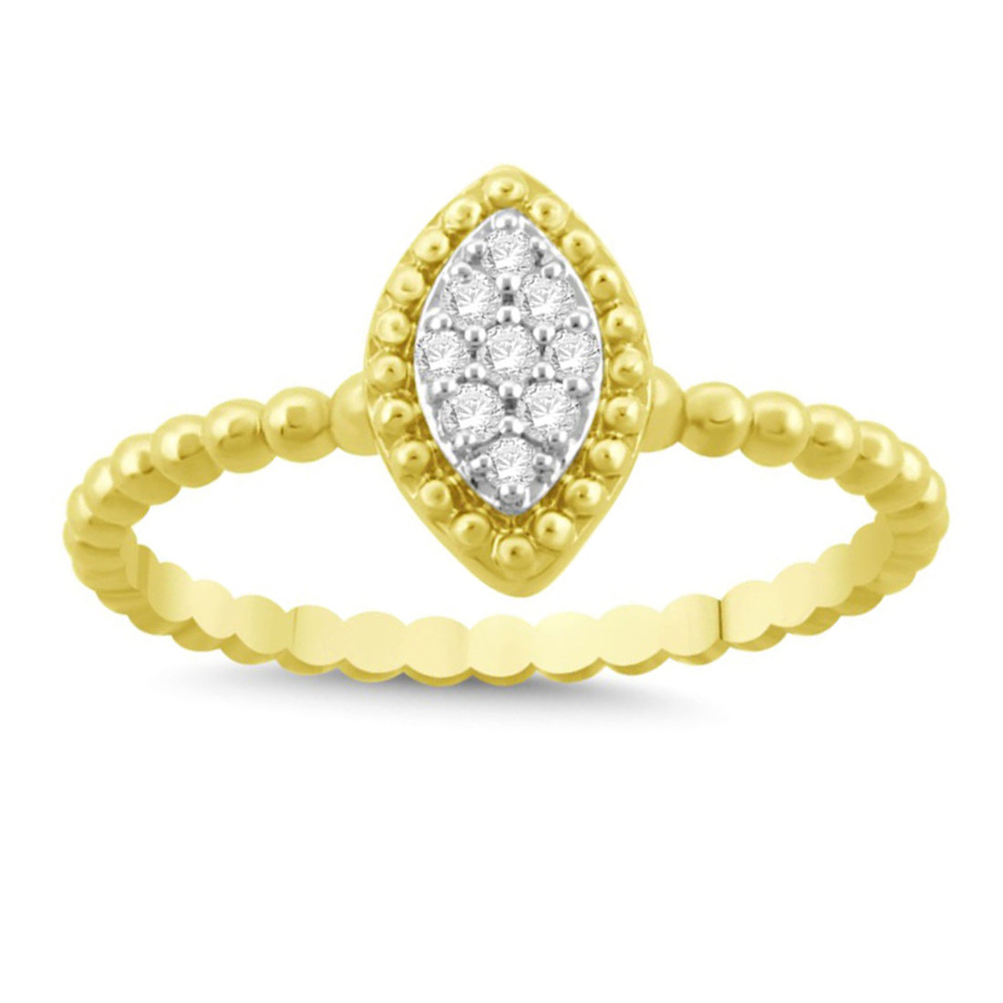 Elegant 10K Yellow Gold 0.10CT Round Diamond Halo Ring For Women