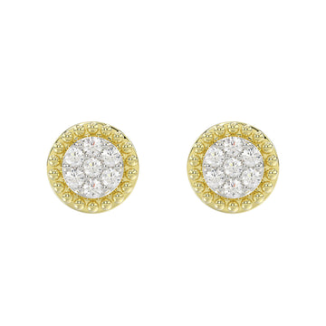 LADIES EARRINGS 0.20CT ROUND DIAMOND 14K YELLOW GOLD