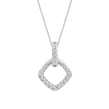 LADIES PENDANT WITH CHAIN 0.13CT ROUND DIAMOND 10K WHITE GOLD