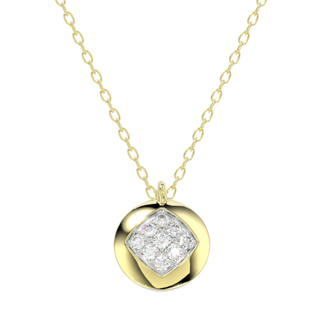 LADIES NECKLACE 0.10CT ROUND DIAMOND 10K YELLOW GOLD