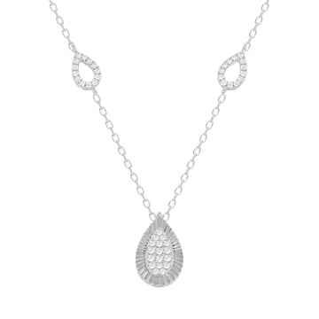 LADIES NECKLACE 0.25CT ROUND DIAMOND 10K WHITE GOLD