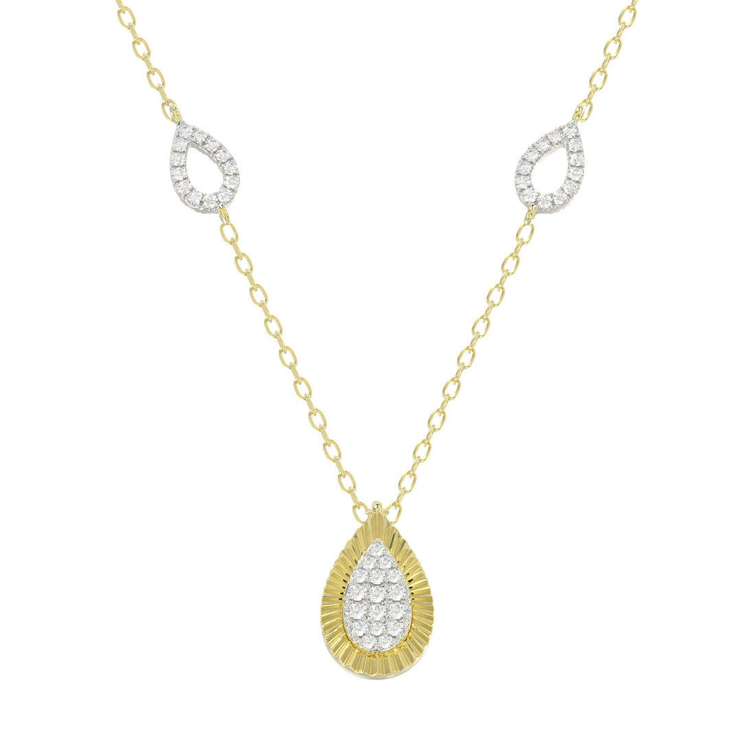 LADIES NECKLACE 0.25CT ROUND DIAMOND 10K YELLOW GOLD