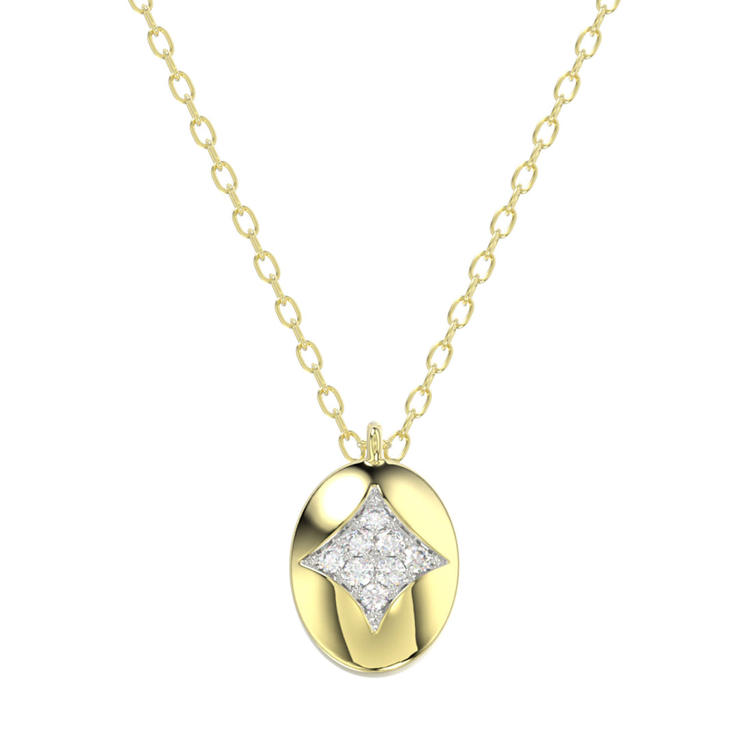LADIES NECKLACE 0.10CT ROUND DIAMOND 10K YELLOW GOLD