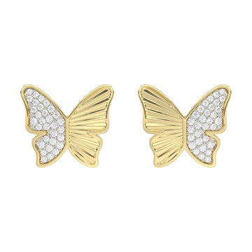 LADIES EARRINGS 0.16CT ROUND DIAMOND 10K YELLOW GOLD