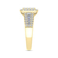 LADIES RING 1.00CT ROUND/BAGUETTE DIAMOND 10K YELLOW GOLD