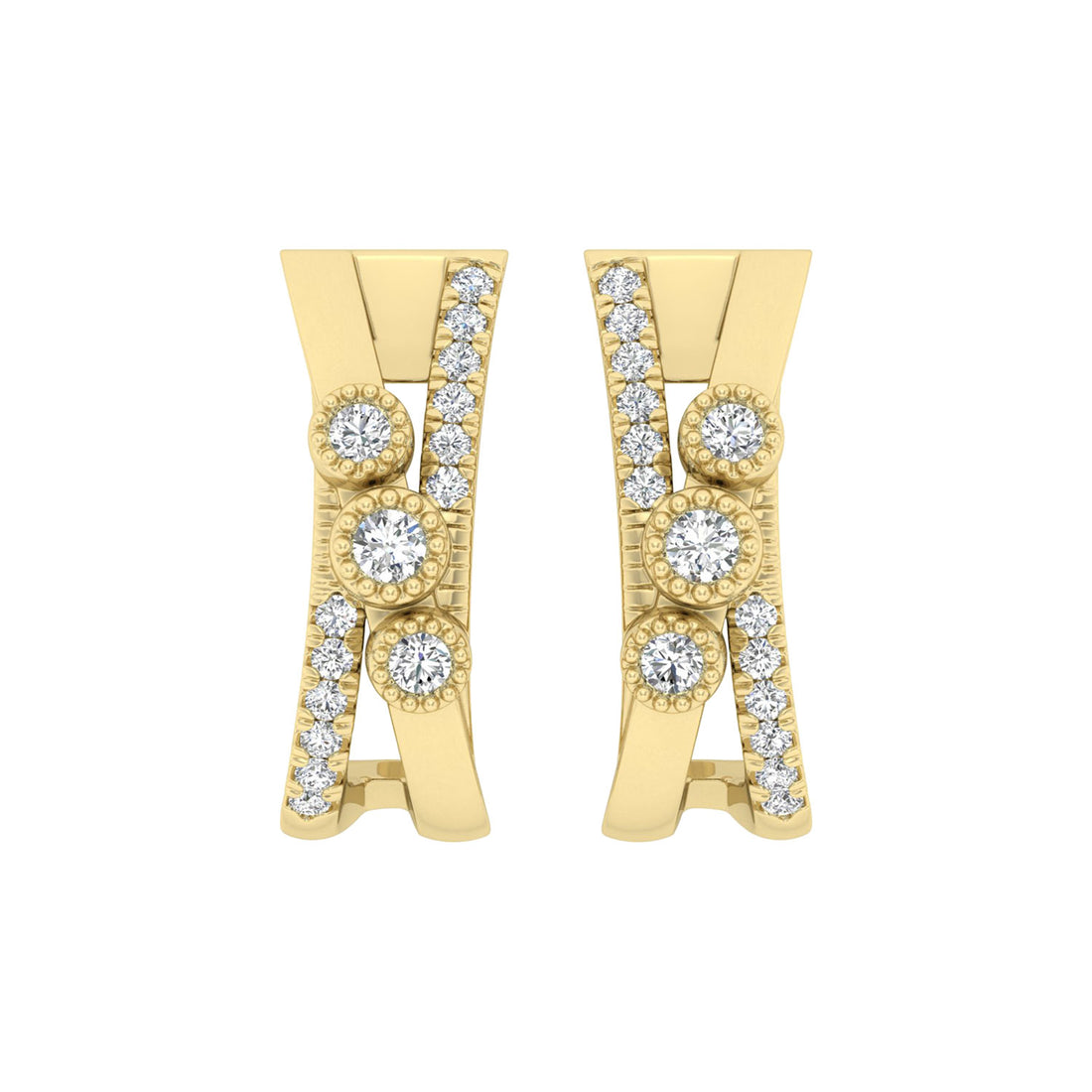 LADIES EARRINGS 0.30CT ROUND DIAMOND 10K YELLOW GOLD