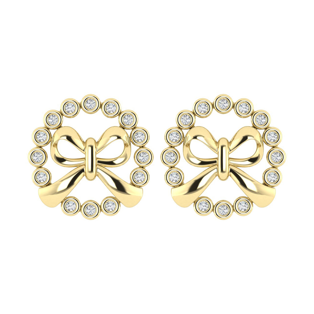 LADIES EARRINGS 0.25CT ROUND DIAMOND 10K YELLOW GOLD