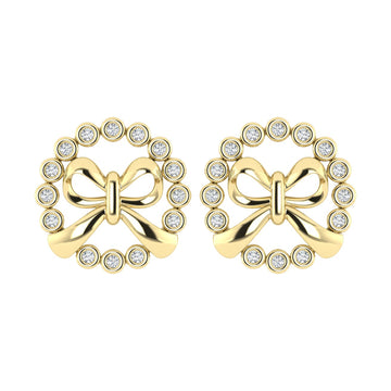 LADIES EARRINGS 0.25CT ROUND DIAMOND 10K YELLOW GOLD