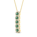 LADIES PENDANT WITH CHAIN 1.80CT ROUND/GREEN EMERALD ROUND DIAMOND 14K YELLOW GOLD