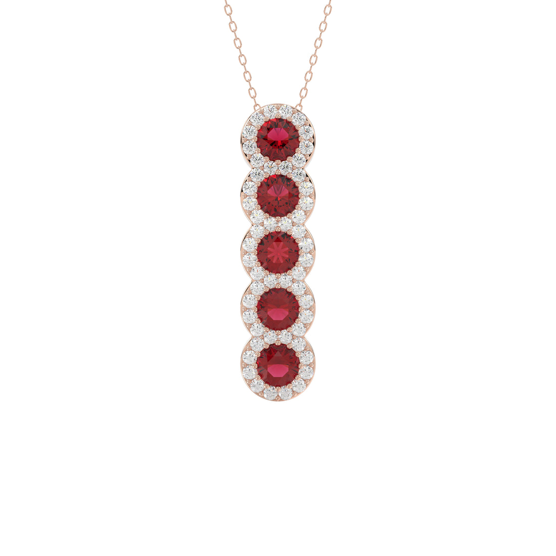 LADIES PENDANT 1.80CT ROUND/RUBY ROUND DIAMOND 14K ROSE GOLD (ROUND RUBY 1.40CT)