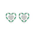 LADIES EARRING 0.50CT ROUND/GREEN EMERALD BAGUETTE DIAMOND 14K YELLOW GOLD (GREEN EMERALD BAGUETTE 0.32CT)