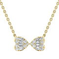 LADIES PENDANT WITH CHAIN 0.25CT ROUND/BAGUETTE DIAMOND 14K YELLOW GOLD