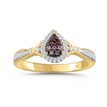 LADIES RING 0.25CT ROUND/DARK BROWN DIAMOND 10K YELLOW GOLD