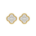 LADIES EARRING 0.25CT ROUND/BAGUETTE DIAMOND 10K YELLOW GOLD