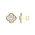 LADIES EARRING 0.25CT ROUND/BAGUETTE DIAMOND 10K YELLOW GOLD