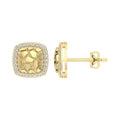 “Ladies Nugget Halo Fashion Earrings 0.25Ct Round Diamond 10K Yellow Gold – Fashionable Women’S Jewelry Gift