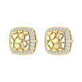 “Ladies Nugget Halo Fashion Earrings 0.25Ct Round Diamond 10K Yellow Gold – Fashionable Women’S Jewelry Gift